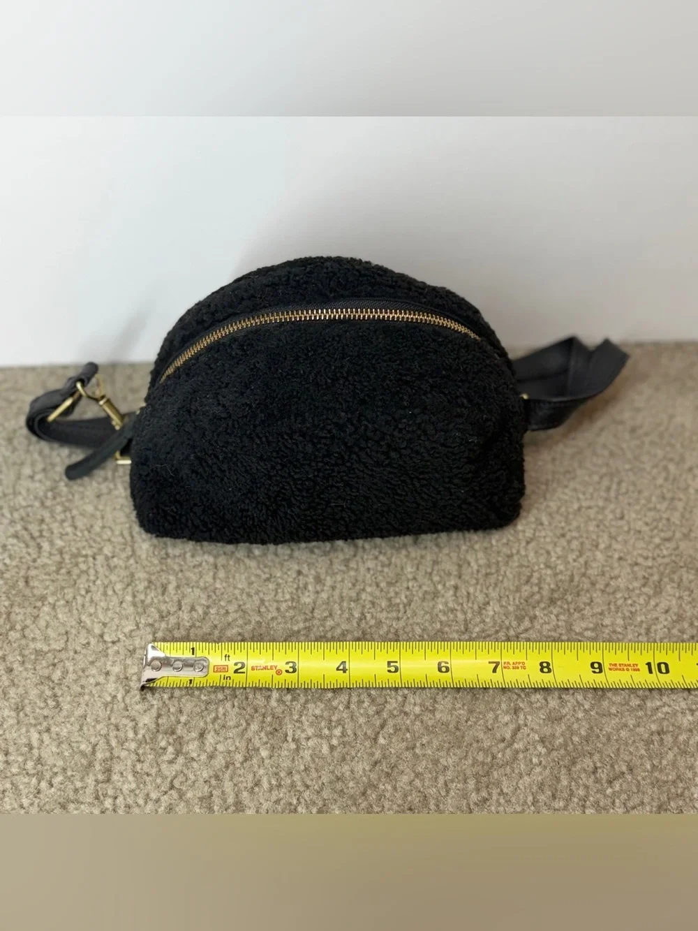 Primecut Black Shearling Zipper Bum Bag Waist Pack MSRP $228